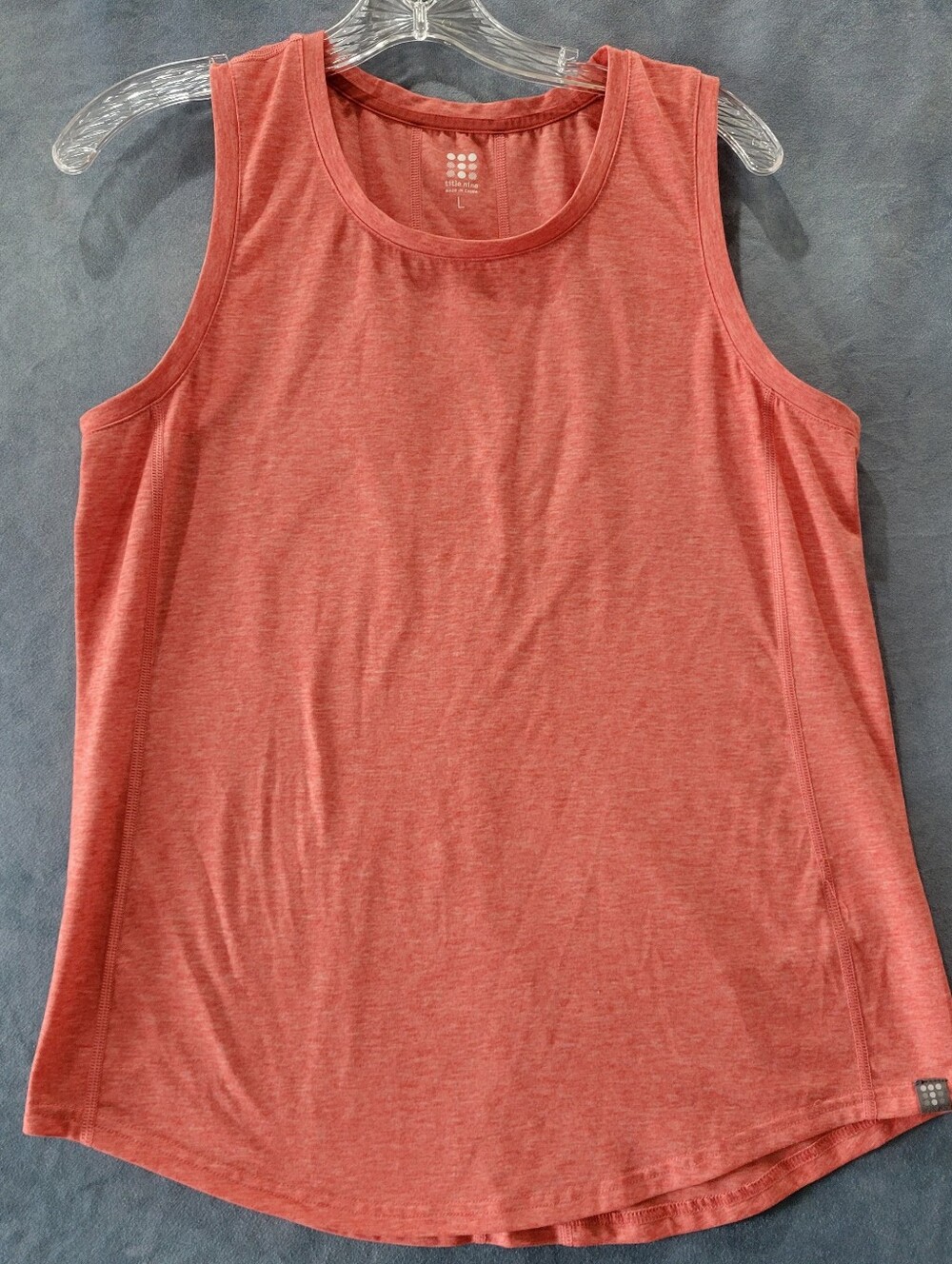 Title Nine Women's Athletic Tank Top Size L Coral Heathered Performance Stretch